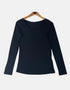 Basic Black Long-Sleeve Scoop Neck Tee